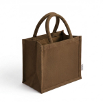 Saco médio em algodão reciclado com interior laminado 220 g/m² cor castanho vista detalhe