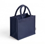 Saco médio em algodão reciclado com interior laminado 220 g/m² cor azul-marinho quinta vista