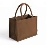 Saco grande de algodão reciclado com interior laminado 220 g/m² cor castanho primeira vista