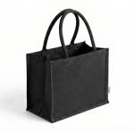Saco grande de algodão reciclado com interior laminado 220 g/m² cor preto primeira vista