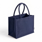 Saco grande de algodão reciclado com interior laminado 220 g/m² cor azul-marinho primeira vista