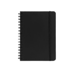 Set caneta alumínio com tinta azul e caderno A5 em PU com pautado cor preto vista detalhe 6