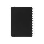 Set caneta alumínio com tinta azul e caderno A5 em PU com pautado cor preto