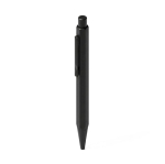 Set caneta alumínio com tinta azul e caderno A5 em PU com pautado cor preto sexta vista