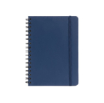 Set caneta alumínio com tinta azul e caderno A5 em PU com pautado cor azul-marinho vista detalhe 4