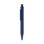 Set caneta alumínio com tinta azul e caderno A5 em PU com pautado cor azul-marinho quarta vista