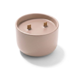Vela aromática em taça de cerâmica com pavio duplo de madeira 320g cor cor-de-rosa claro sexta vista