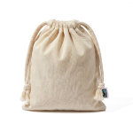 Saco pequeno de algodão Fairtrade com acabamento natural 105 g/m² cor natural primeira vista