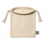 Saco pequeno de algodão Fairtrade com acabamento natural 105 g/m² cor natural terceira vista