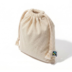 Saco pequeno de algodão Fairtrade com acabamento natural 105 g/m² cor natural quarta vista