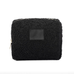 Nécessaire em poliéster com acabamento sherpa e fecho 360 g/m² cor preto primeira vista