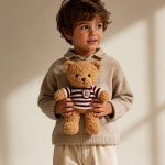 Urso de peluche em poliéster com camisola de malha personalizável cor natural vista detalhe 5