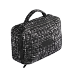 Nécessaire em poliéster com efeito tweed e abertura total 270 g/m² cor preto terceira vista