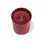 Vela aromática em cerâmica brilhante com pavio de madeira 140g cor vermelho vista detalhe 5