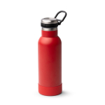Garrafa em aço inoxidável reciclado com botão de abertura 480ml cor vermelho primeira vista de uso