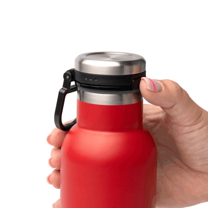 Garrafa em aço inoxidável reciclado com botão de abertura 480ml cor vermelho