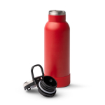 Garrafa em aço inoxidável reciclado com botão de abertura 480ml cor vermelho vista detalhe 2
