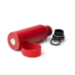 Garrafa em aço inoxidável reciclado com botão de abertura 480ml cor vermelho vista detalhe 3