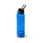 Garrafa translúcida em plástico reciclado com bocal e pega 750ml cor azul real primeira vista de uso