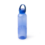Garrafa de plástico reciclado antigotas com design biselado 550ml cor azul real primeira vista de uso