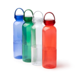 Garrafa de plástico reciclado antigotas com design biselado 550ml cor azul real vista detalhe 3