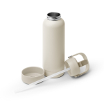 Garrafa aço inoxidável reciclado parede dupla pega e palhinha 730ml cor bege quarta vista