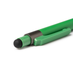 Esferográfica de alumínio com ponteiro tátil e tinta azul cor verde vista detalhe 2