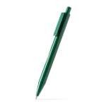 Caneta de alumínio com acabamento mate, recarga jumbo e tinta azul cor verde primeira vista de uso