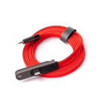 Cabo carregador tipo C dobrável com suporte para telemóvel 60W cor vermelho primeira vista de uso