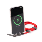 Cabo carregador tipo C dobrável com suporte para telemóvel 60W cor vermelho vista detalhe 1