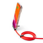 Cabo carregador tipo C dobrável com suporte para telemóvel 60W cor vermelho vista detalhe 2