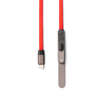 Cabo carregador tipo C dobrável com suporte para telemóvel 60W cor vermelho vista detalhe 3