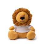 Peluche de animal sentado com t-shirt branco personalizável cor castanho segunda vista