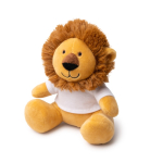 Peluche de animal sentado com t-shirt branco personalizável cor castanho primeira vista de uso