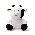 Peluche de animal sentado com t-shirt branco personalizável cor branco segunda vista