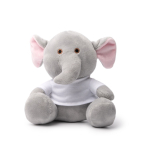 Peluche de animal sentado com t-shirt branco personalizável cor cinzento segunda vista
