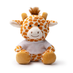 Peluche de animal sentado com t-shirt branco personalizável cor marrom alaranjado segunda vista