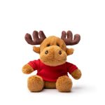 Peluche de rena sentada em poliéster macio com t-shirt lisa cor vermelho segunda vista
