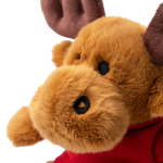 Peluche de rena sentada em poliéster macio com t-shirt lisa cor vermelho vista detalhe 2