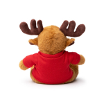 Peluche de rena sentada em poliéster macio com t-shirt lisa cor vermelho vista detalhe 3