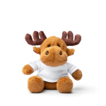 Peluche de rena sentada em poliéster macio com t-shirt lisa cor branco segunda vista