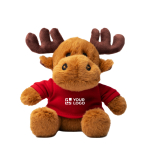 Peluche de rena sentada em poliéster macio com t-shirt lisa vista principal