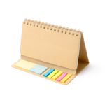 Caderno planeador em cartão reciclado com capa rígida e argolas cor natural primeira vista de uso