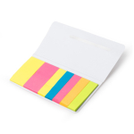 Bloco de notas adesivas em cartão com notas e mininotas multicoloridas cor branco vista detalhe 3