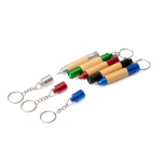 Caneta de bambu com lanterna LED, detalhes metalizados e tinta azul cor azul real vista detalhe 1