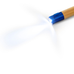 Caneta de bambu com lanterna LED, detalhes metalizados e tinta azul cor azul real vista detalhe 2