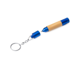 Caneta de bambu com lanterna LED, detalhes metalizados e tinta azul cor azul real vista detalhe 5