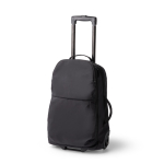 Trolley em nylon reciclado com compartimentos organizados e pegas cor preto primeira vista de uso