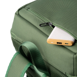Mochila acolchoada em poliéster reciclado com abertura superior 15'' cor verde-escuro vista detalhe 6