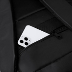 Mochila para portátil em nylon reciclado com bolso antirroubo 16'' cor preto vista detalhe 1